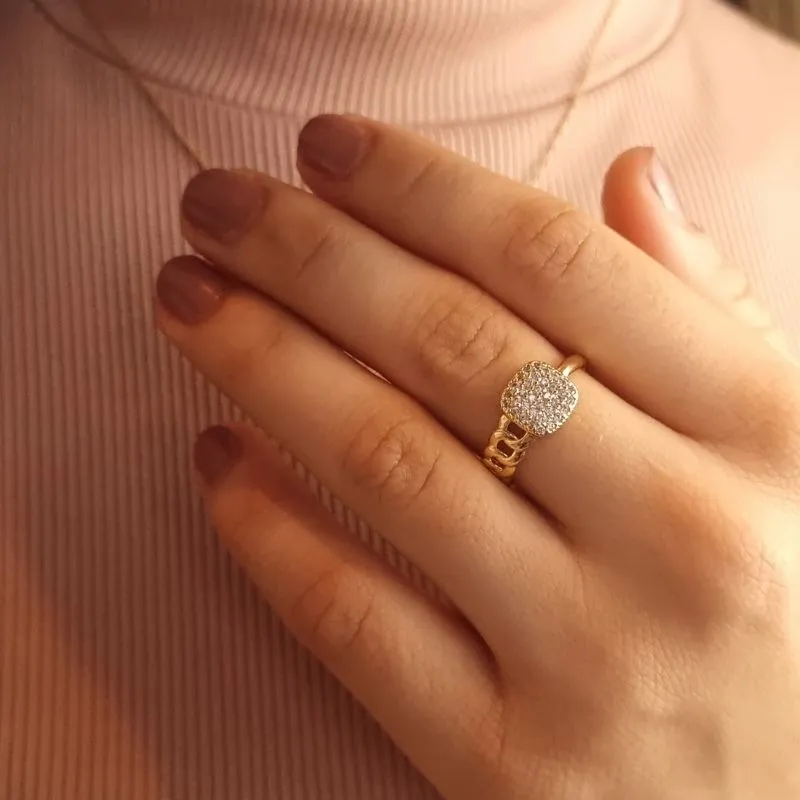 Anel Corrente com Zircônicas Coleção 4.0