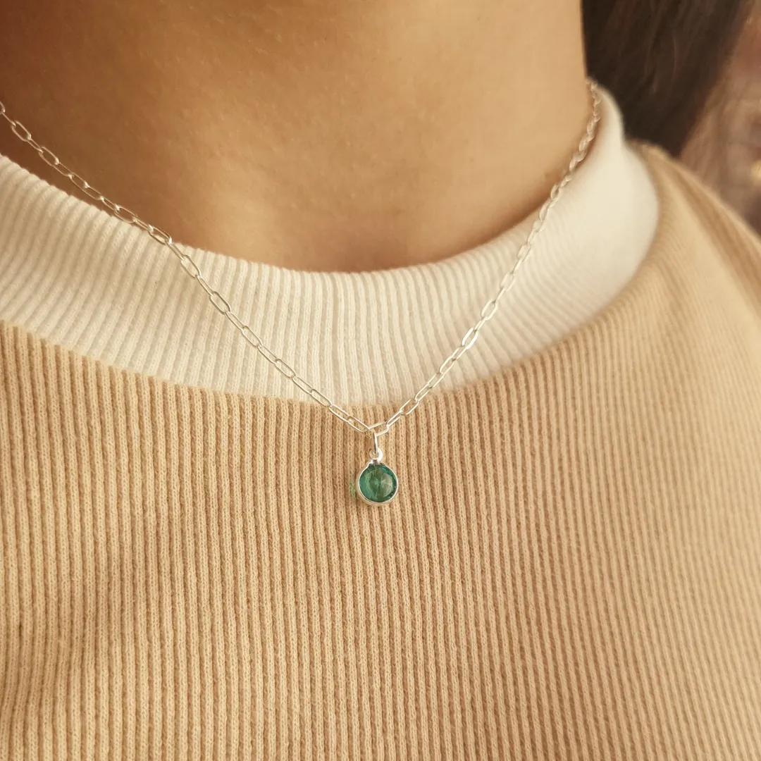 Choker Prata Pedra Verde