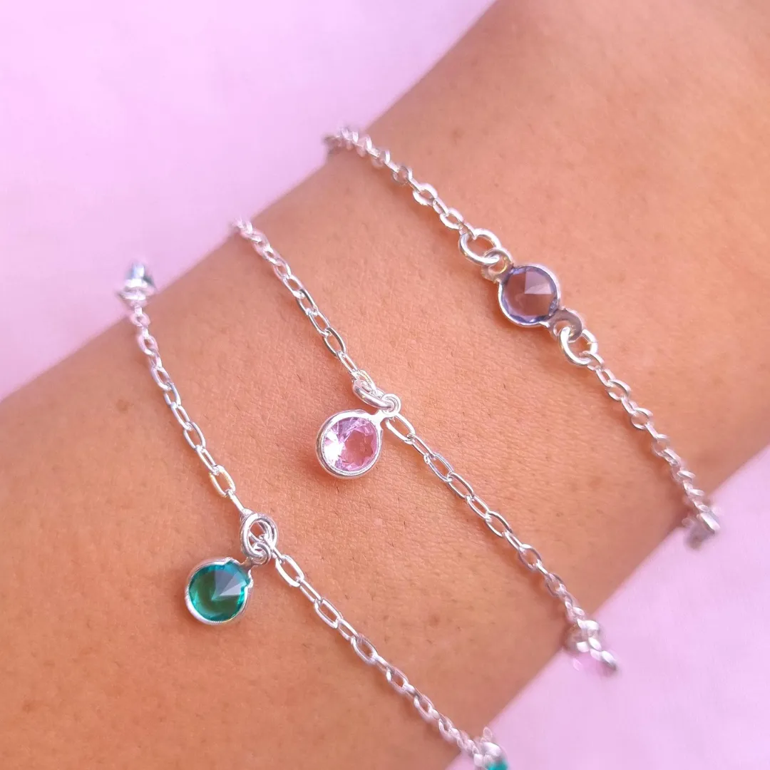 Puleira Prata Bolinhas Coloridas