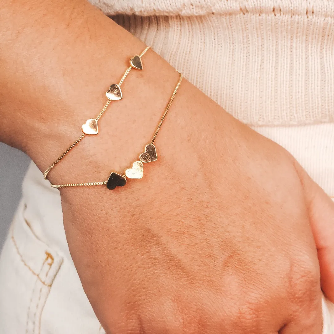 Pulseira 3 Corações Passante Coleção 4.0