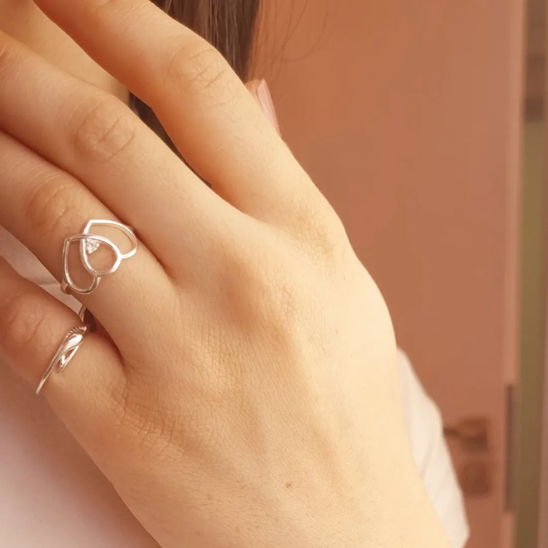 Anel Coração Ponto de Luz