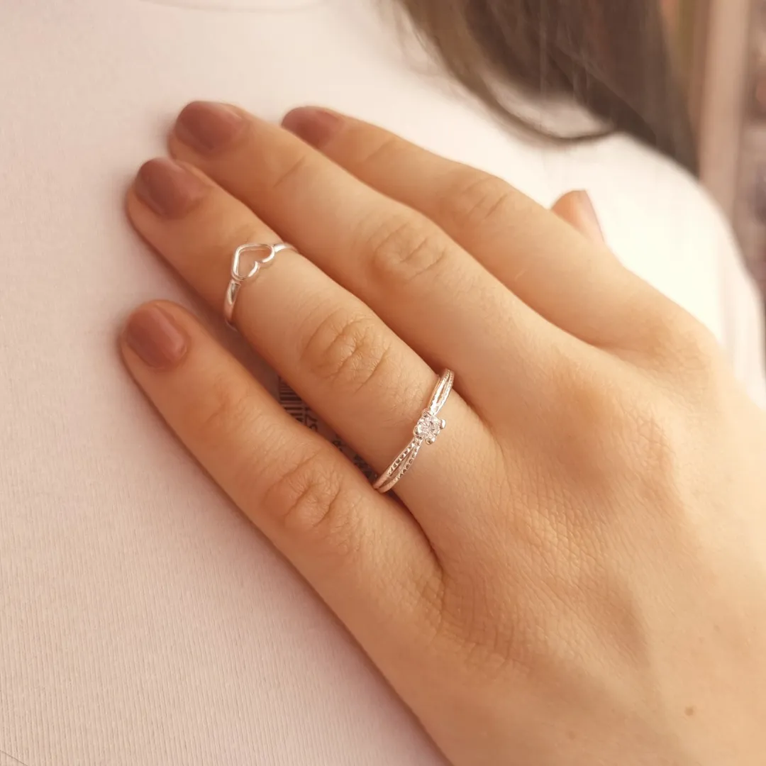 Anel Prata Coraçãozinho