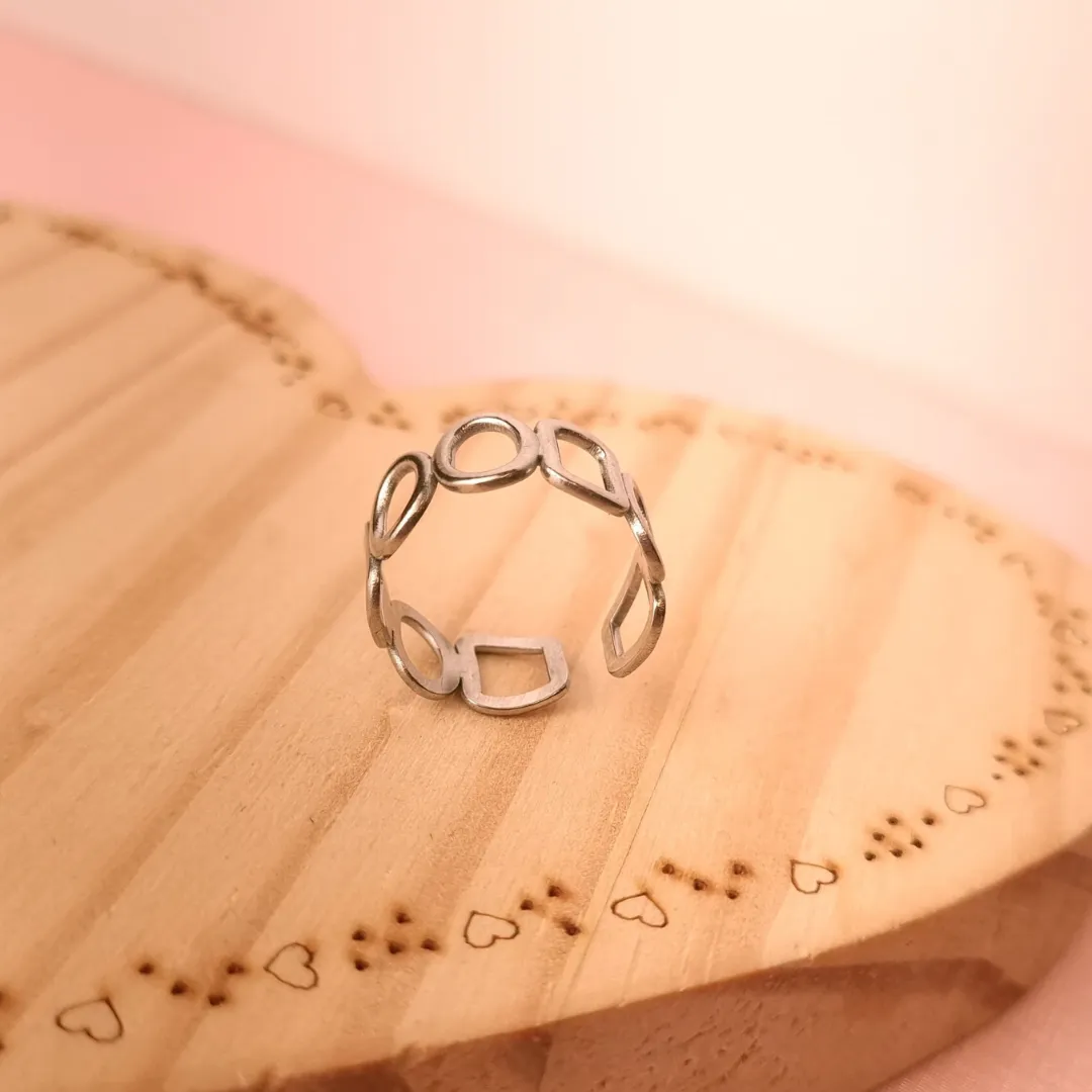 Anel Steel Quadrado Bolinha