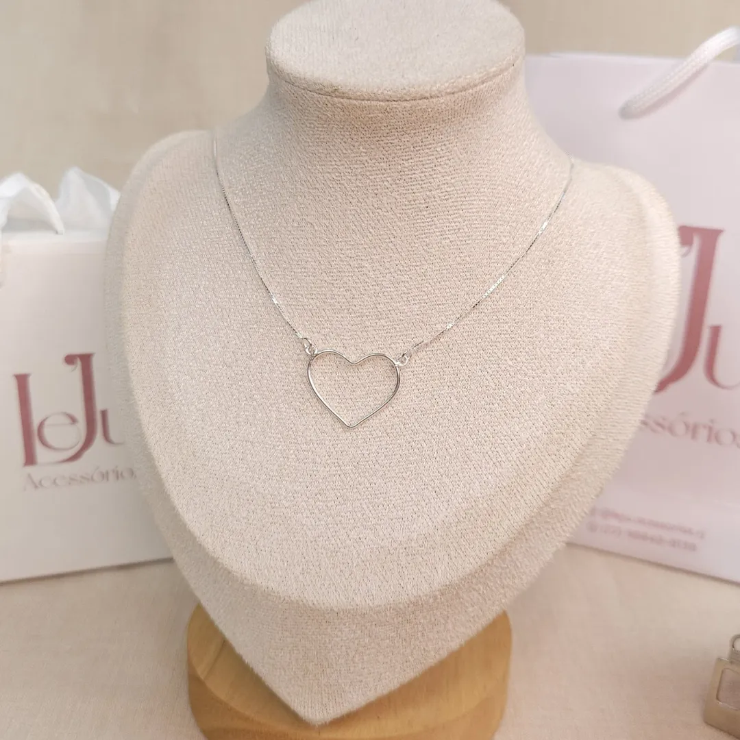Colar Prata Coração Vazado