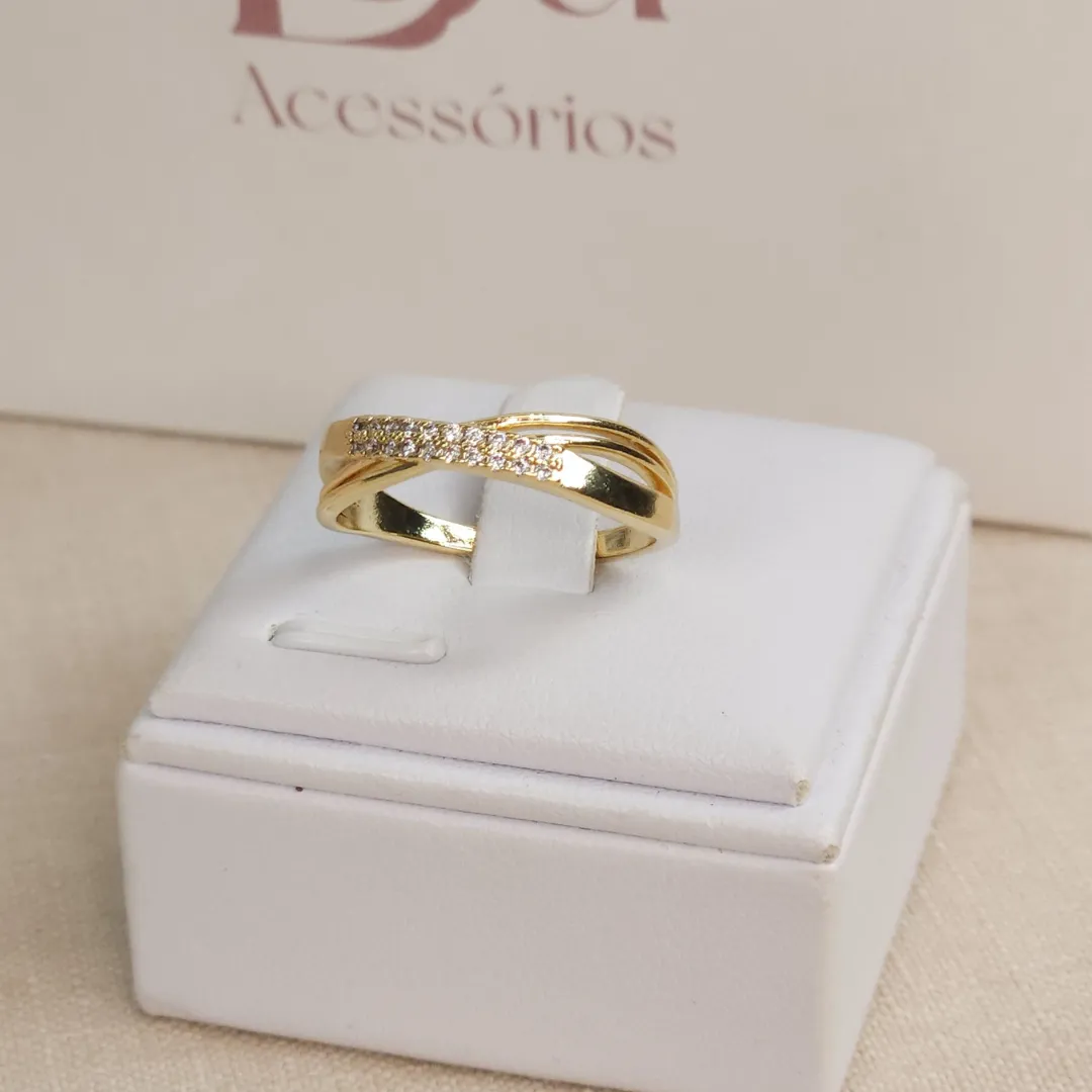 Anel Duplo X em Zircônia
