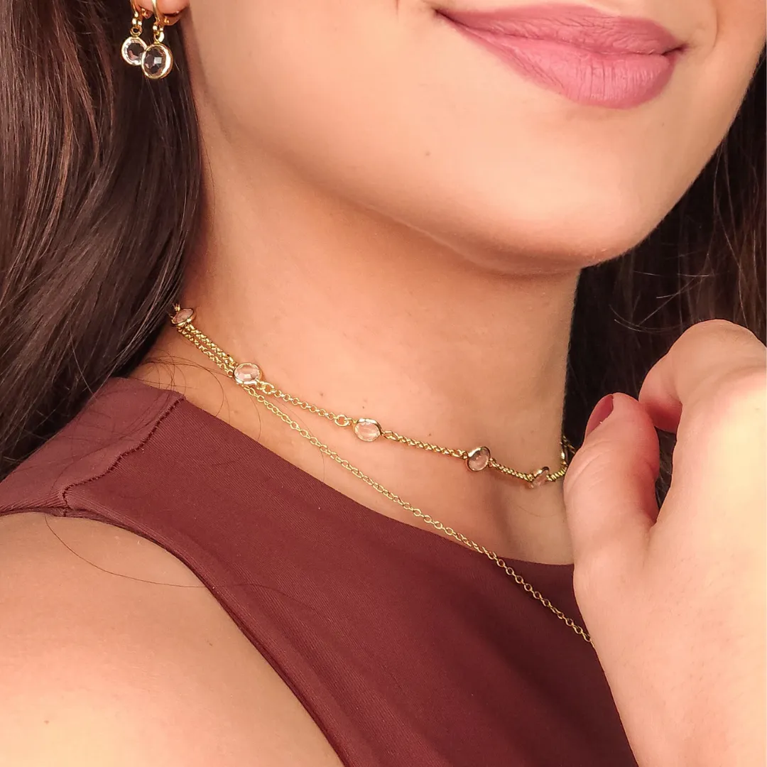 Choker Elos com Sete Zircônias