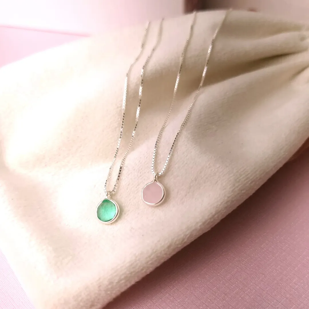 Colar prata ponto de luz color