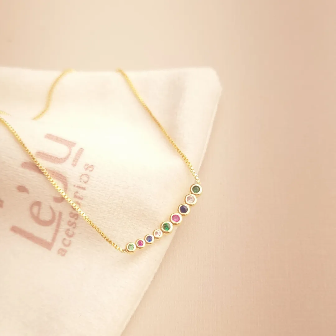 Colar Zircônias Coloridas