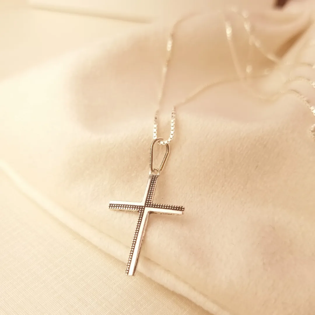 Cordão Prata Masculino Cruz Evelhecida