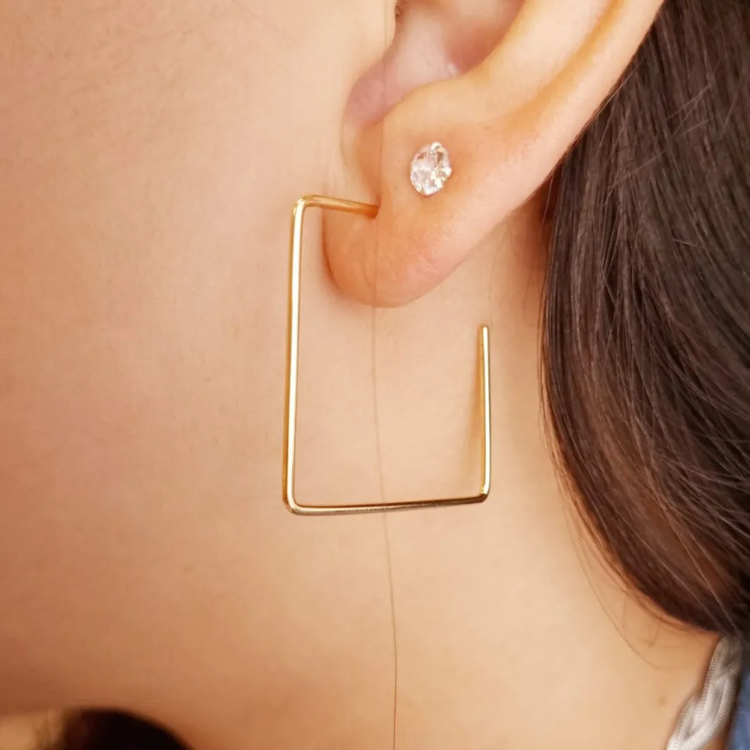 Brinco Argola Retângulo Grande