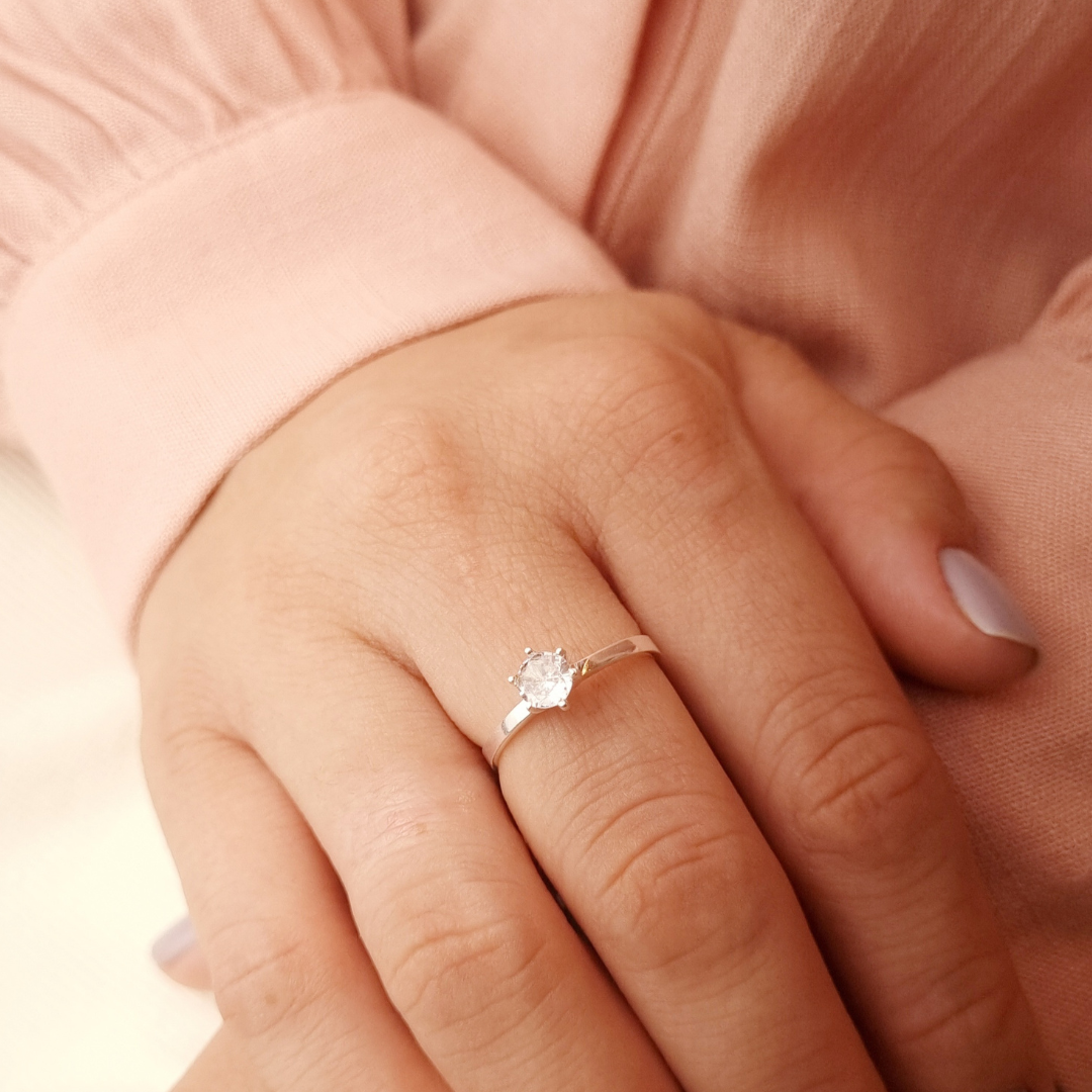 Anel Prata Solitário