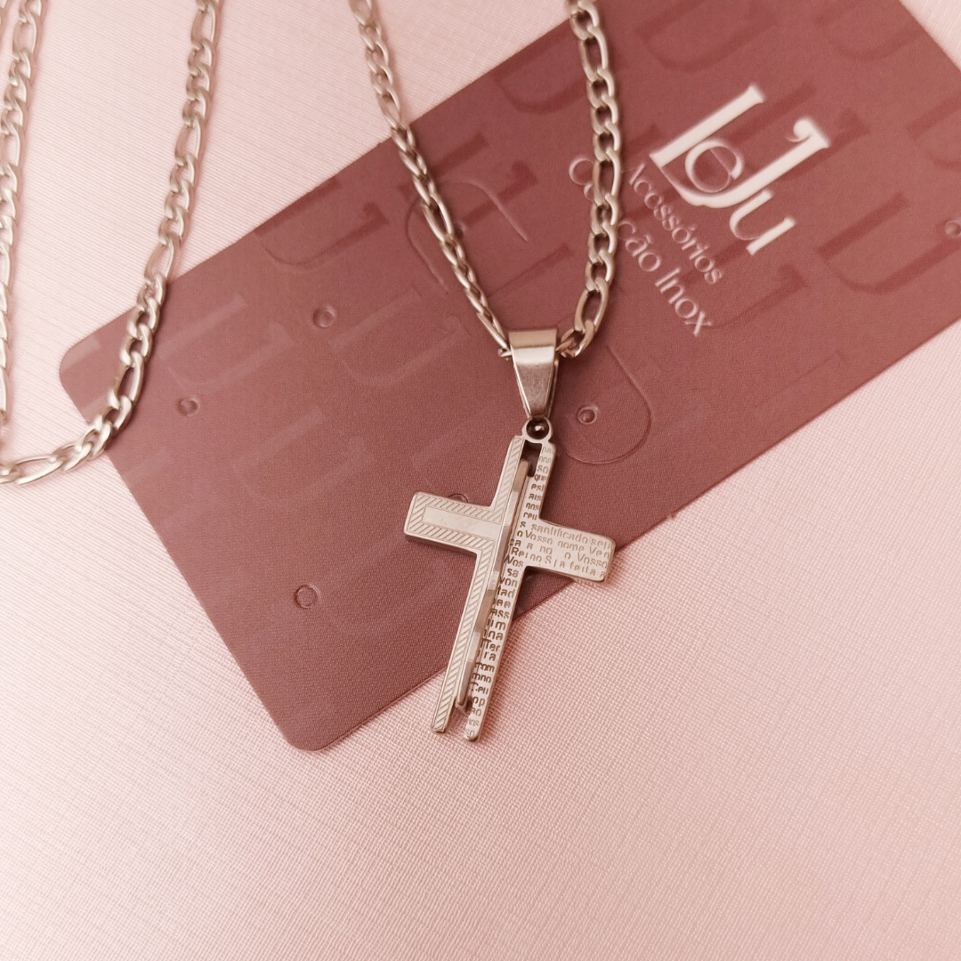 Cordão Masculino Steel 3x1 Crucifixo