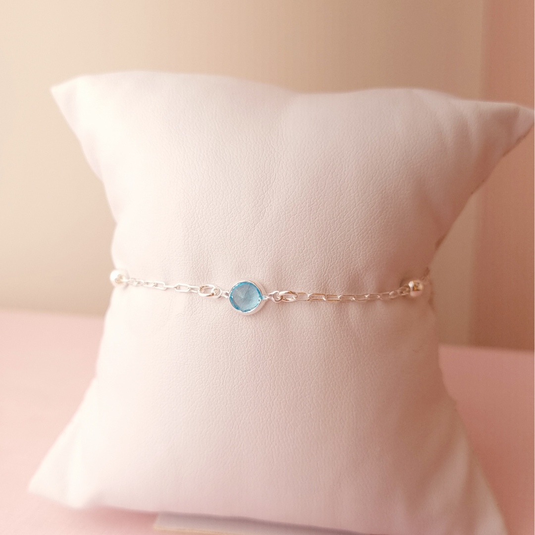 Pulseira Prata Pedra Azul