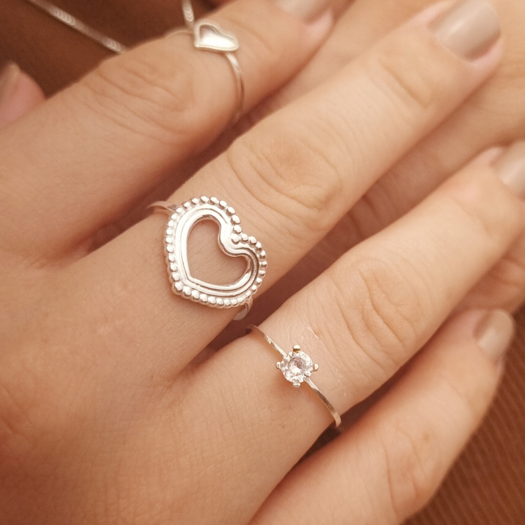 Anel Prata Solitário