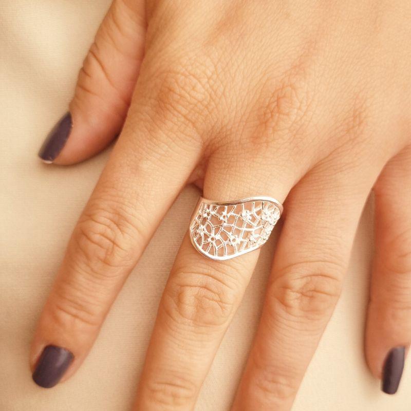 Anel Prata Leque 925 Grande