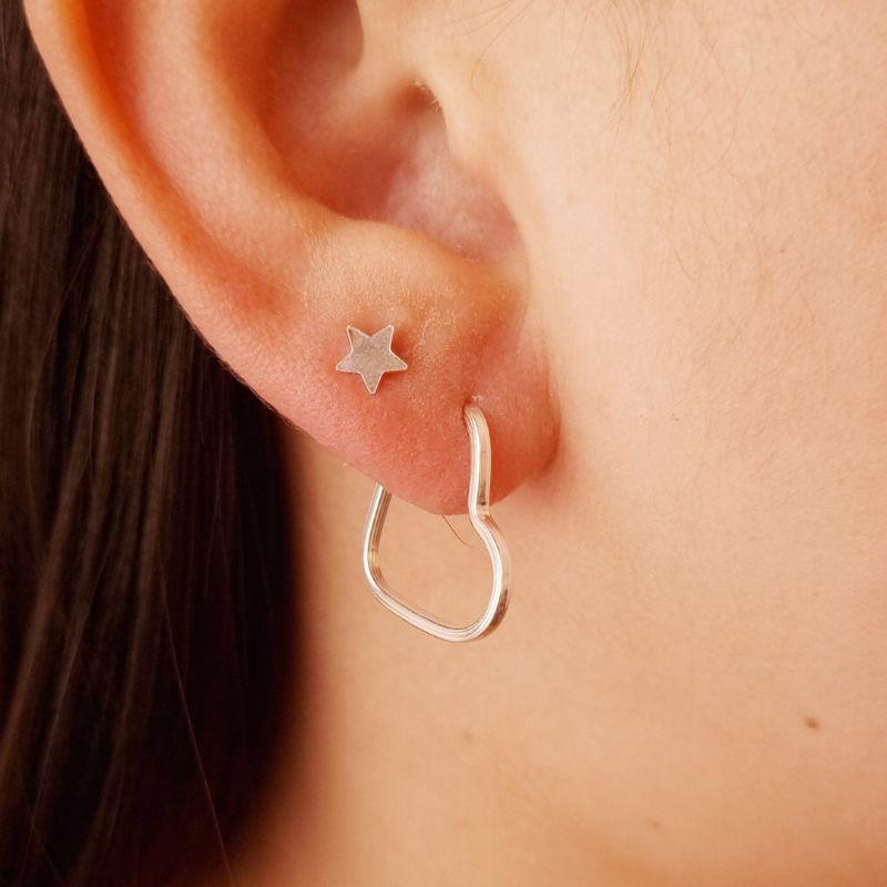 Argola Prata 925 Coração Liso Fecho