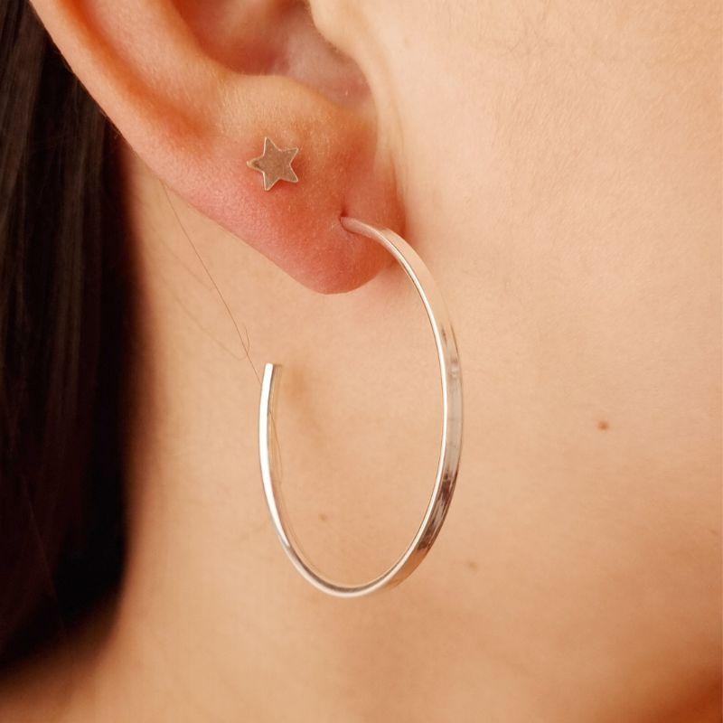 Argola Prata 925 Fio Largo com Tarracha