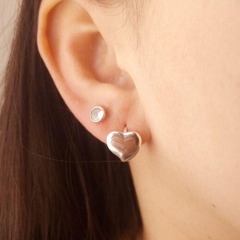 Brinco Banho de Prata Argola Coração