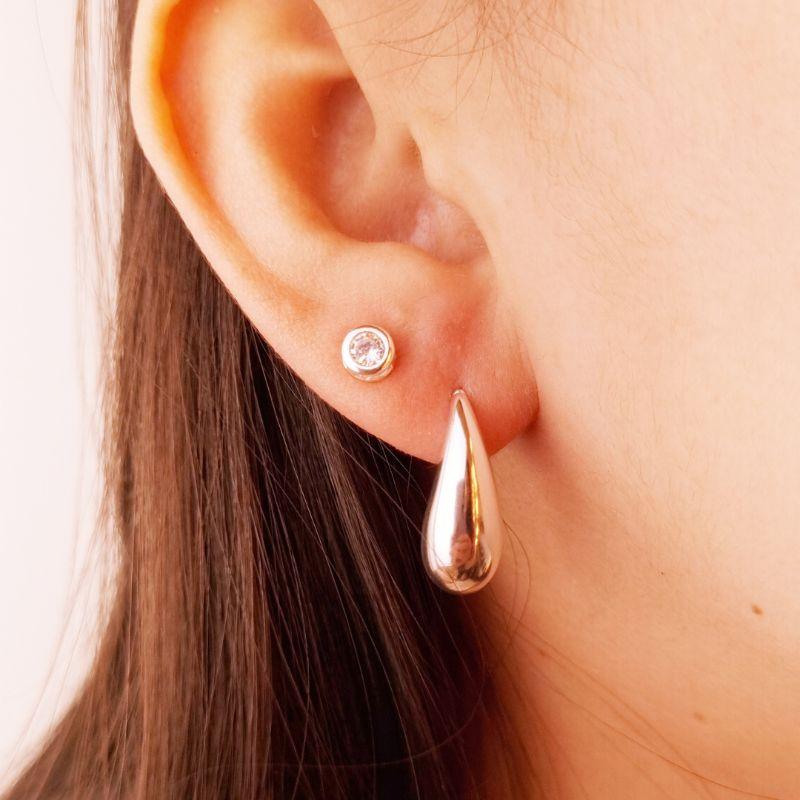 Brinco Banho de Prata Gota Escorrida