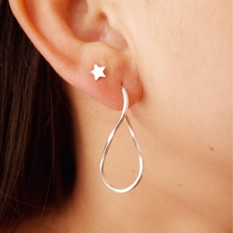 Brinco Prata 925 Infinito Fecho Encaixe