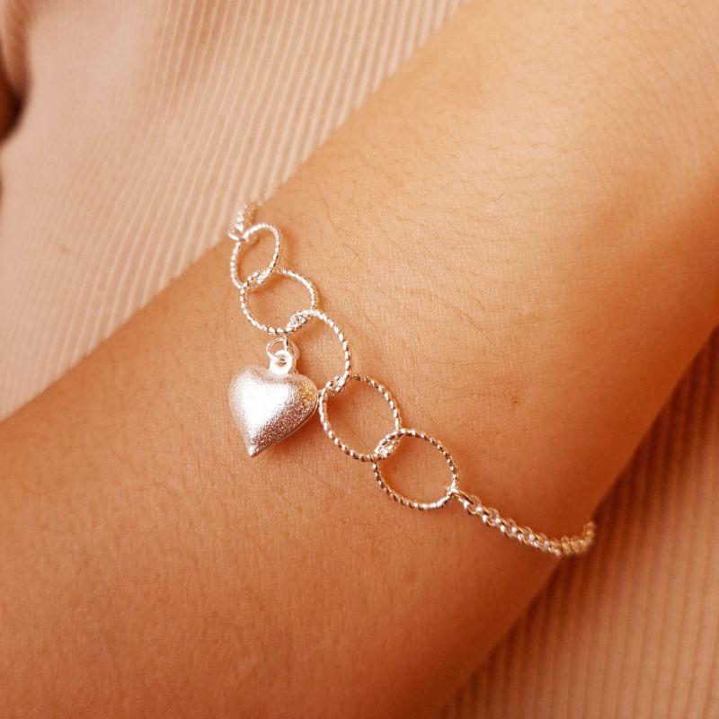 Pulseira Banho de Prata Coração
