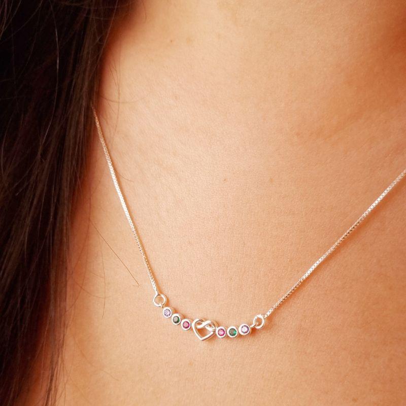 Colar Coração com Pedras Coloridas