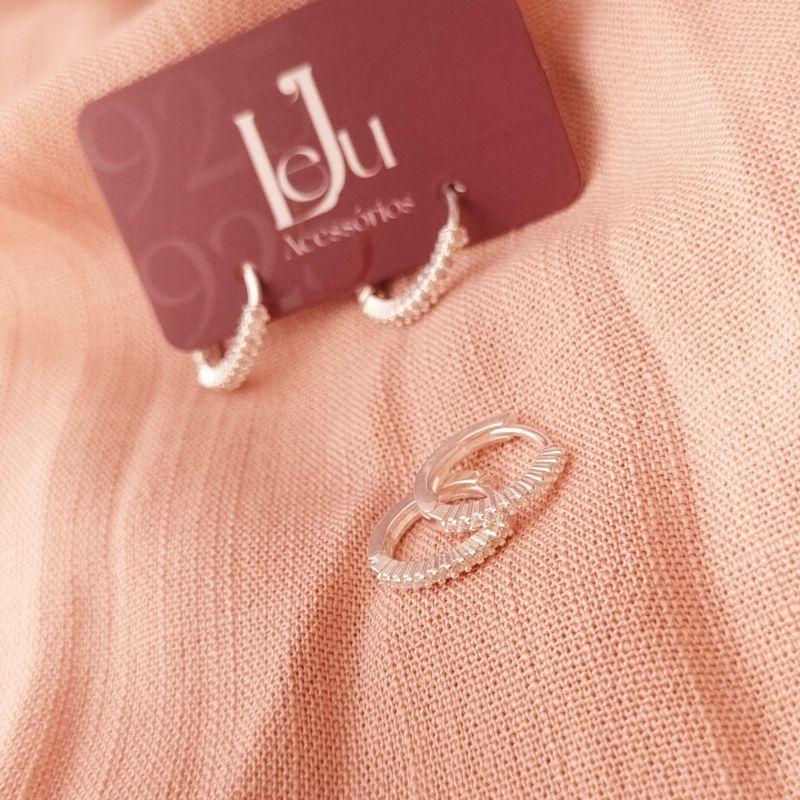 Brinco Tranqueta com Zircônias em Prata 925