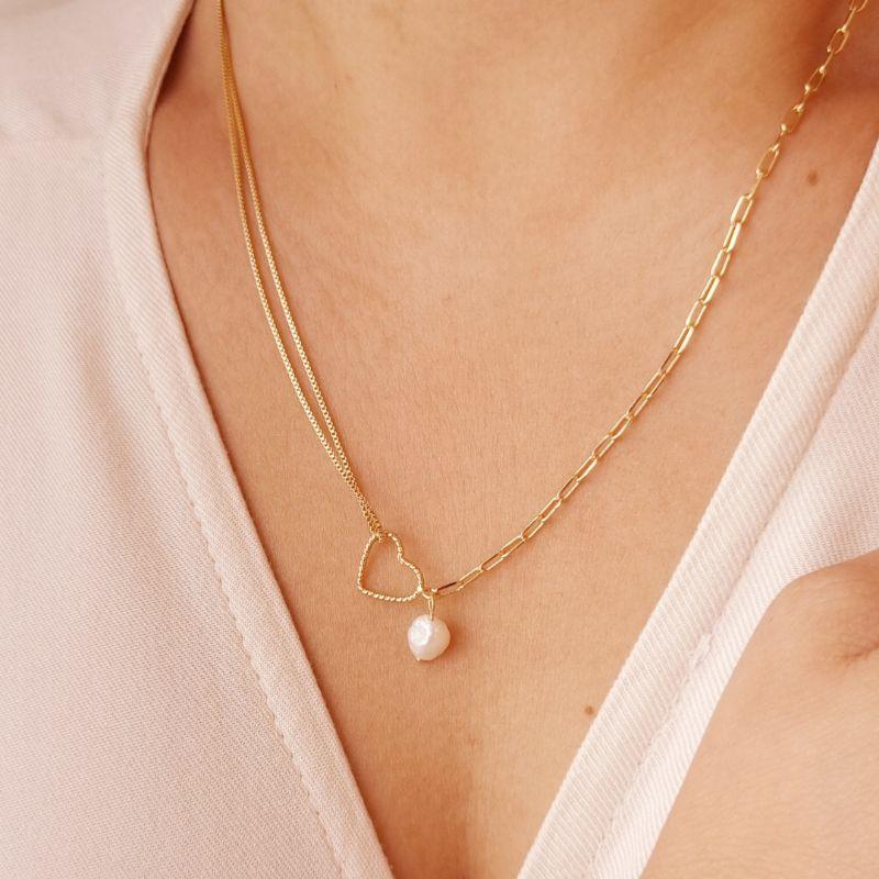 Colar Coração Pérola