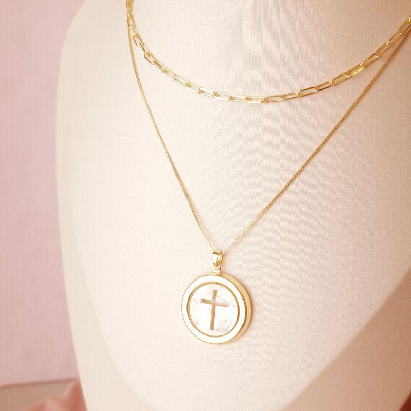 Colar Crucifixo Madrepérola
