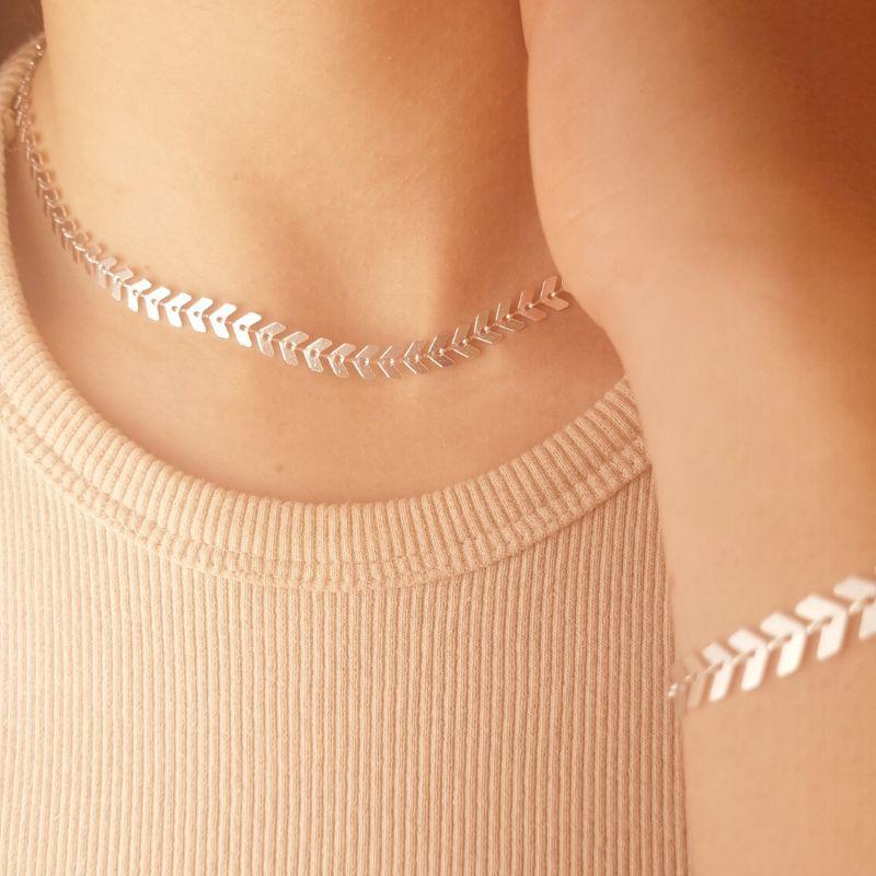 Colar Escama Banhado a Prata