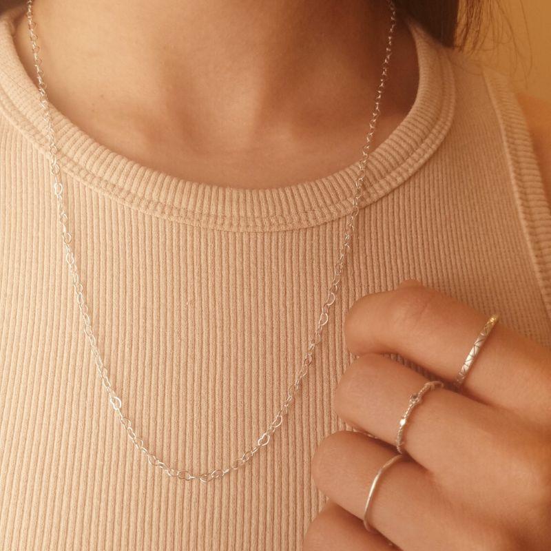 Colar Longo Coração 4mm Banhado a Prata