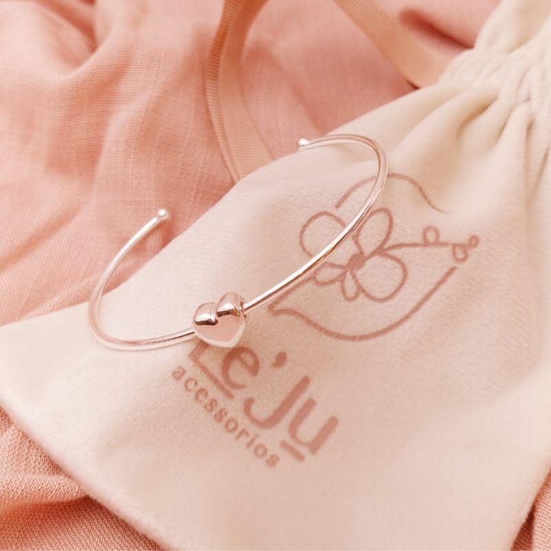 Bracelete Coração  Banhado a Prata