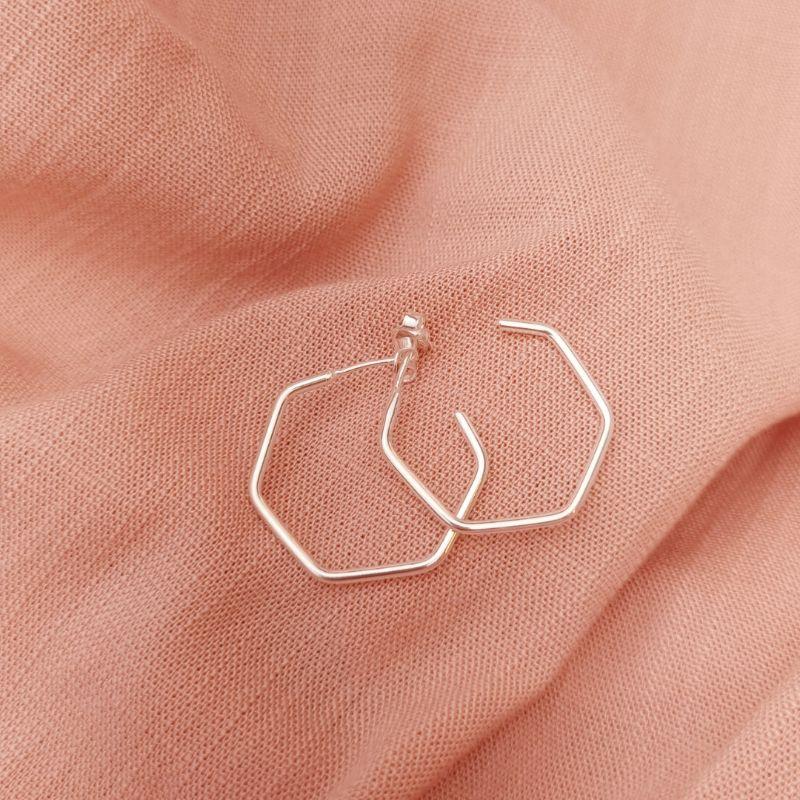 Brinco Prata 925 Haxágono