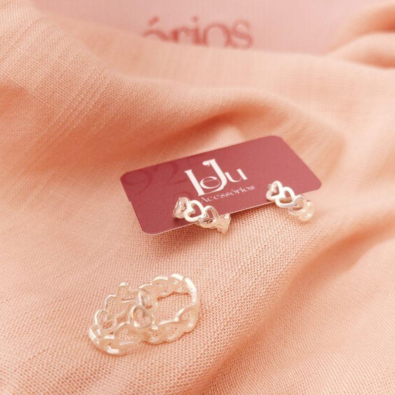 Brinco Prata 925 Tranqueta Coração Vazado