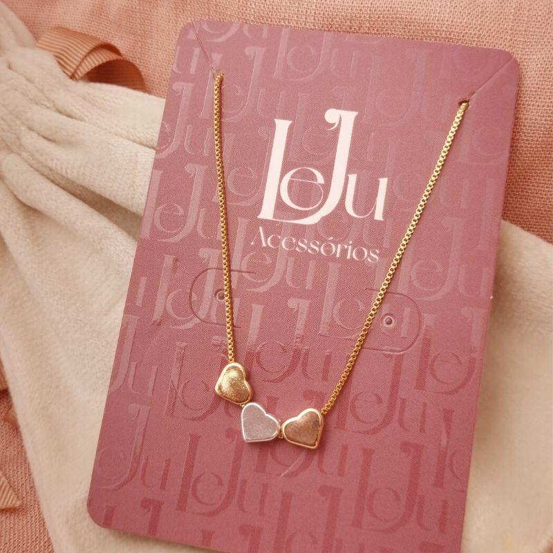 Colar Trio de Coração em Três Cores