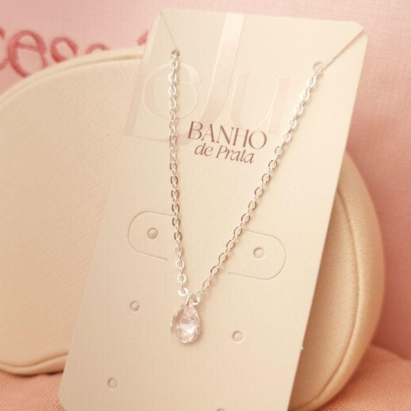 Pulseira Cadeadinho Gota Zircônia em Banho de Prata
