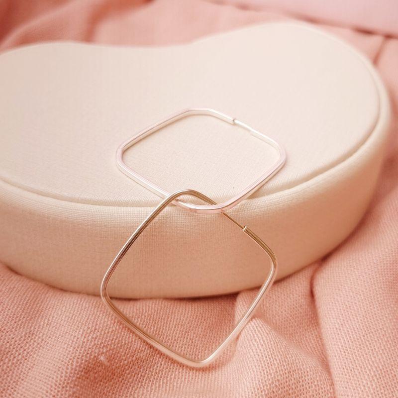 Argola Prata 925 Quadrada