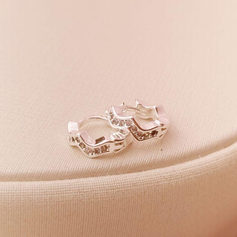 Argola ZigZag Banhado a Prata