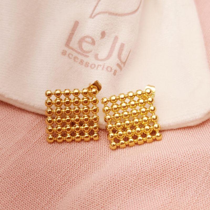 Brinco Inox Dourado Quadrado