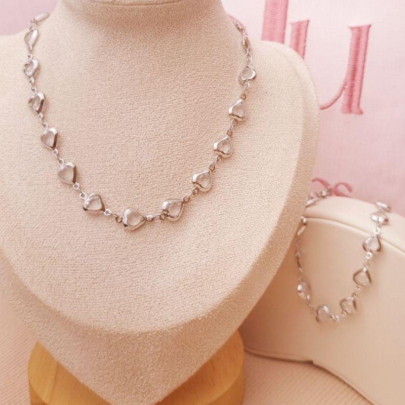 Chocker Steel Corações em Cristal