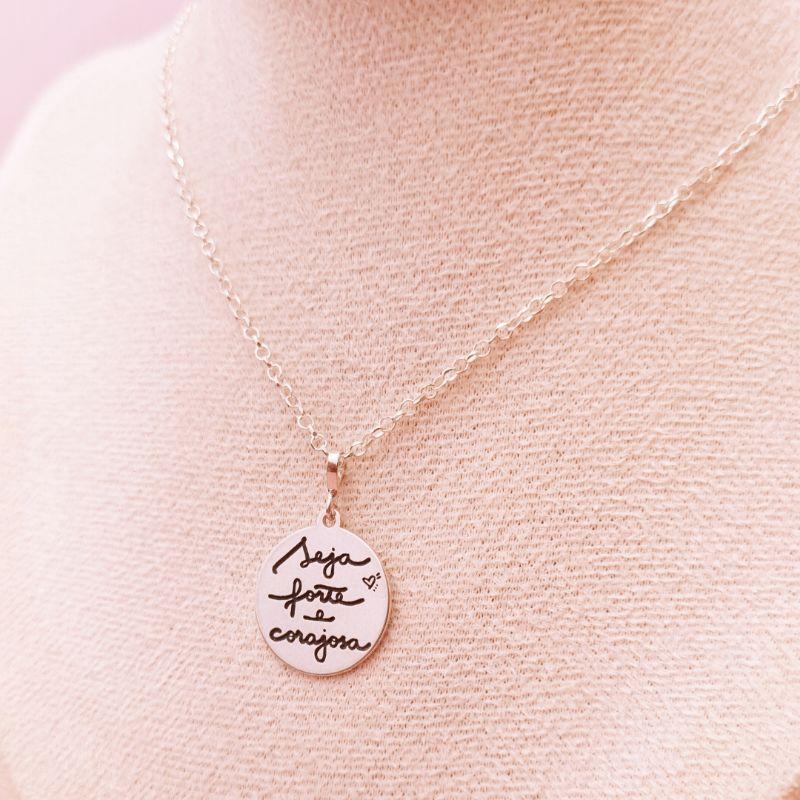 Colar Prata 925 Seja Forte e Corajosa