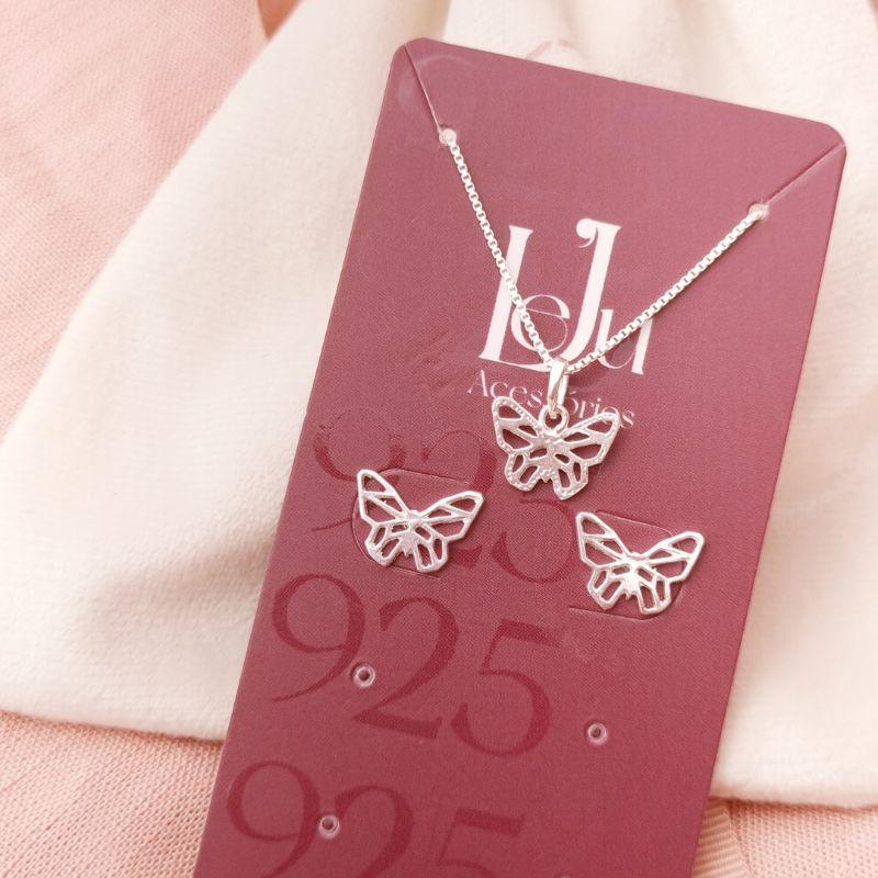 Conjunto Prata 925 Borboleta Vazada