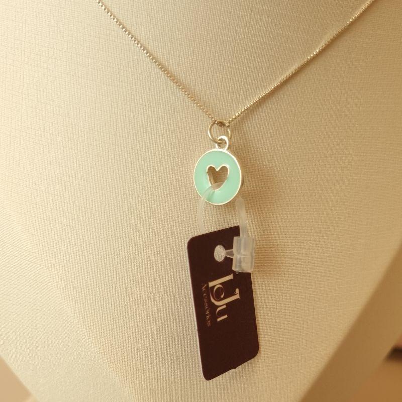 Choker Prata Coração Colorido